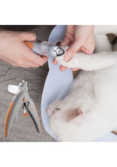 Vkemall Kedi Tırnak Kesici Led Işık Ve 5x Büyütec İle Kan Damarını Engelle, Ergonomik Silikon Kollü Paslanmaz Çelik Bıçak