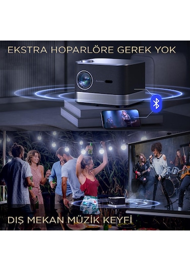 Vankyo Aurzen Boom 3 WiFi + Bluetooth 300 Inç 4K Smart TV Projeksiyon Cihazı Siyah