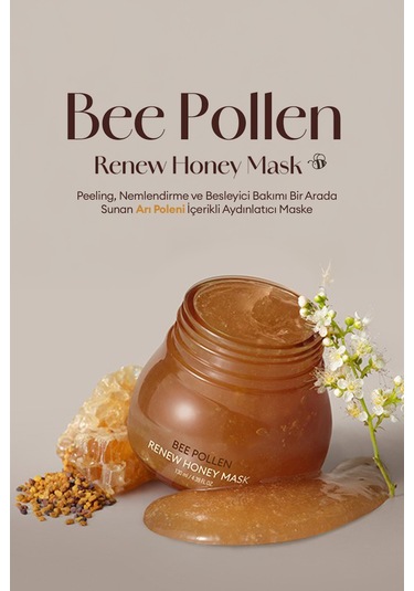 Kuru Ve Cansız Ciltlere Arı Poleni İçerikli Nemlendirici Peeling Maskebee Pollen Renew Honey Mask