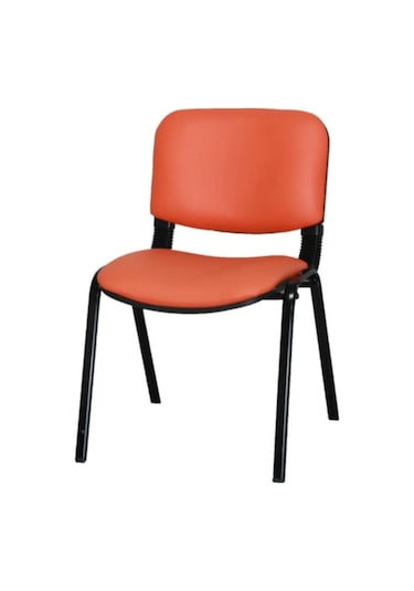 Ofiscombin Ofis Büro Bekleme Misafir Çalışma Konferans Koltuğu Form Sandalye Turuncu Deri 00047499871