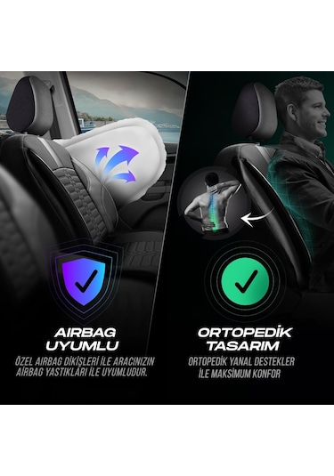 Panda Atina Serisi Jakar Kumaş Oto Koltuk Kılıfı   - Tam Set