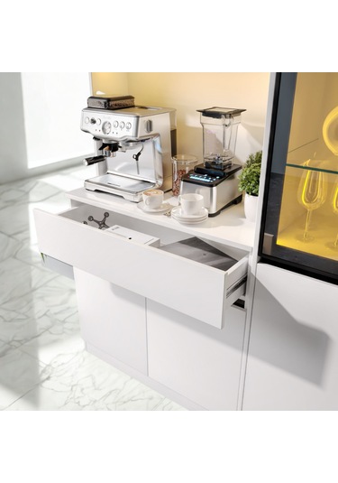 Lumıa Mıdı Sağ Vitrinli Led Li Modüler Kahve Köşesi Mat Beyaz Mdf Kahve Dolabı, Siyah Füme Cam Vitrinli, Büyük Boy Premium Kahve Istasyonu, Geniş Depolama Alanı Lumıa Mıdı Sağ Vitrinli Led Li Modüler Kahve Köşesi Mat Beyaz Mdf Kahve Dolabı, Siyah Füme Cam Vitrinli, Büyük Boy Premium Kahve Istasyonu, Geniş Depolama Alanı