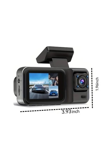 Fortunelane A98 Siyah 3 Kameralı Araç Dvr - 1080p Full Hd, Gece Görüş, Döngü Kayıtlı, Çarpışma Kilidi, 2 Ips Ekran Hafıza Kartı