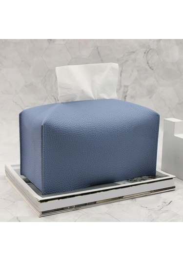 Mavi-basit Doku Kutusu Kutu Konteyner Deri Retro Tuvalet Pompalama Kutusu Araba Havlu Peçete Kağıtları Çanta Tutucu Kutusu Kasa Kılıfı Masa Dekor