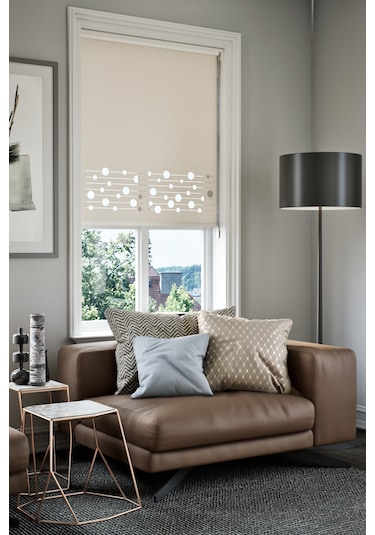 Lazer Kesim Mat Stor Perde, Lazer Kesimli Modern Serisi, M-161003 Açık Kahverengi Renk Açık Kahverengi