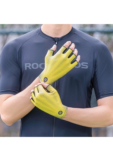 Rockbros 1 Çift Yarım Parmak Unisex Anti-Skid Nefes Bisiklet Eldivenleri