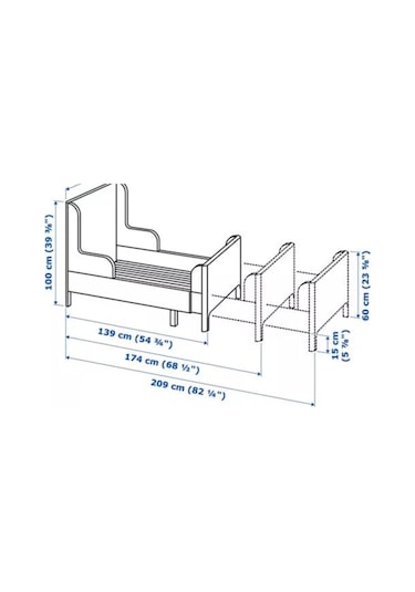 Busunge Uzayabilen Çocuk Karyolası, Beyaz Renk Meridyendukkan 80x200 Cm