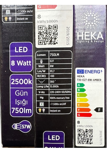 Heka 8w 57w 2500k Günışığı E27 Duylu Kalın Duy Çubuk Led Ampul