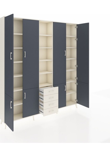 Arges Dolap 17 Raflı 4 Çekmeceli 8 Kapaklı 220x30x243 Aytaşı-antrasit/aytaşı Antrasıt/aytası
