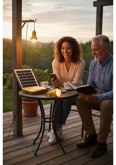 Solar Panelli Kamp, Karavan, Bahçe, Balkon Aydınlatma Seti