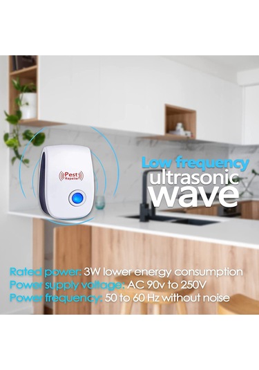 Xurunkeji 6'lı Paket Ultrasonik Haşere Kovucu Elektronik Fişli Kemirgen Fare Hamam Böceği Böcek Kovucu İç Mekan Ev Mutfak, Abd Fişi