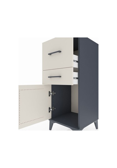 Hyperion Komodin 2 Çekmeceli Tek Kapaklı 44x44x106 Antrasit-aytaşı Antrasit