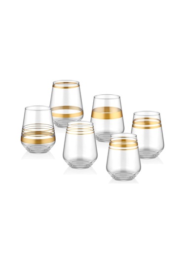 The Mia Lınes Su Bardağı Kısa 6'lı Set -Gold