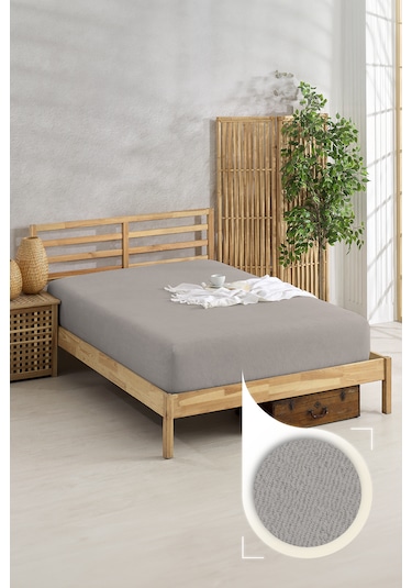 The Berb Pamuklu Havlu Çarşaf 4 Kenarı Lastikli Tek/çift Kişilik Lastikli Havlu Çarşaf Saf Vizon