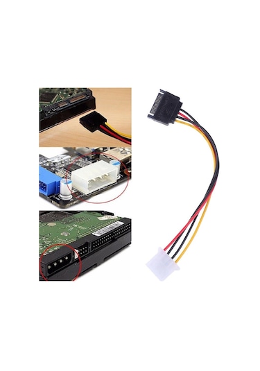 4843 Sata Kasa Hdd Dişi Erkek 4 Pin Power Molex Güç Kablosu 20 Cm