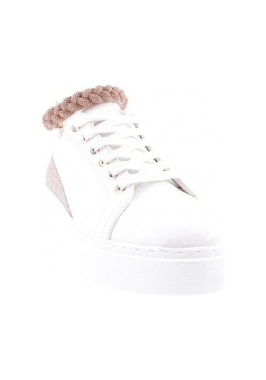 Dgn Es851-23y Kadin Kalin Taban Halhal Detayli Silver Taşli Sneakers Ayakkabi ES851-2007-R0198 Beyaz