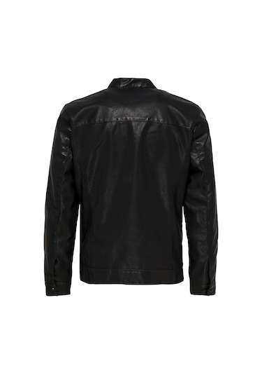 Only & Sons Erkek Onsmıke Deri Ceket 22012339 Siyah