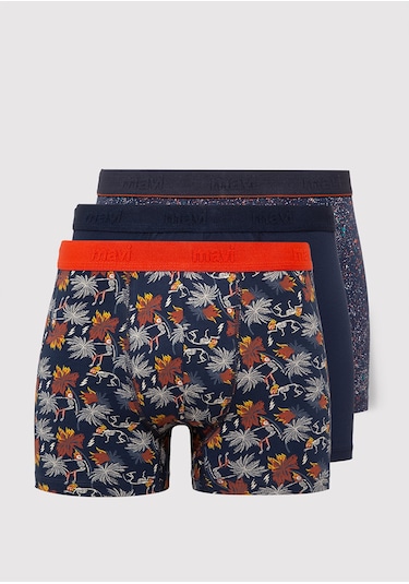 Mavi - 3lü Baskılı Siyah Boxer Seti 0911409-85585