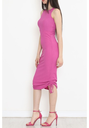 Mokashopin - Büzgülü Elbise Fuşya - 12579.631. 001