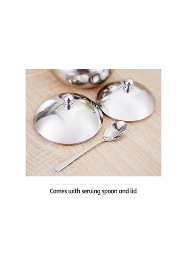 Pazly Paslanmaz Çelik Baharat Tencere Tuz Kutusu Şeker Kase Çeşni Caddy Konteyner Tutucu Kaşık Kapaklı Gümüş M Boyut Gümüş