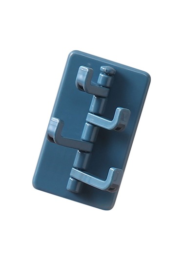 Kangvka Döner Dörtlü Duvar Kanca - Deliksiz Montaj, Japon Tabanlı Yapışkan, Mutfak/banyo Uygun, Mavi