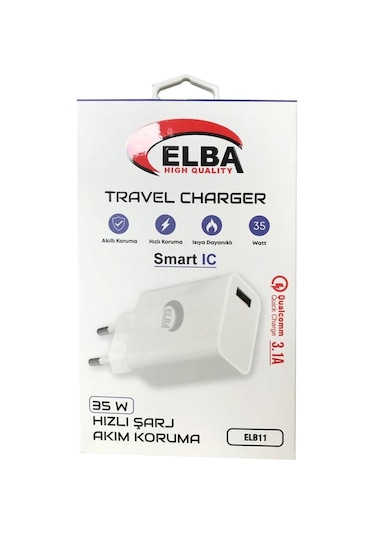 Elba Elb11 Elb-35w Usb 35w Hızlı Şarj Akım Koruma Ev Şarj Kafa