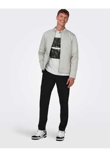 Only & Sons Erkek Önden Fermuarlı Ceket 22027380 Açık Gri