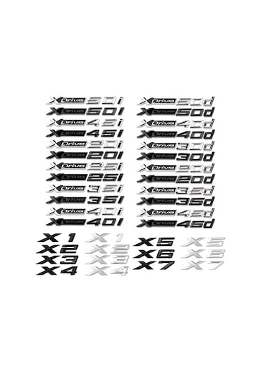 3d Xdrive 20d 30d 35d 40d 50d 20ı 25ı 30ı Araba Fender Amblem Bagaj Rozet Etiketi Black Xdrive 45d 1 Piece Set