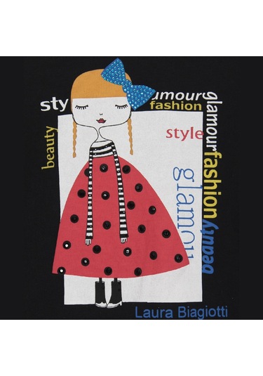 Doba Kids Mevsimlik Kız Çocuk Taşlı Baskılı Body 6 Ay - 5 Yaş Aralığı Siyah