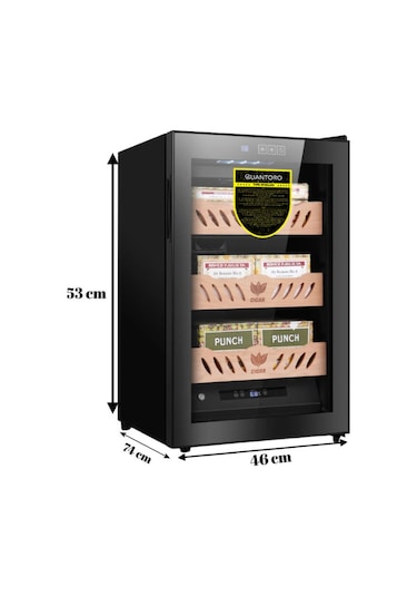 Quantoro Qcc-44 Elektronik Nemlendirme & Soğutmalı Siyah Puro Dolabı - Qtr-009