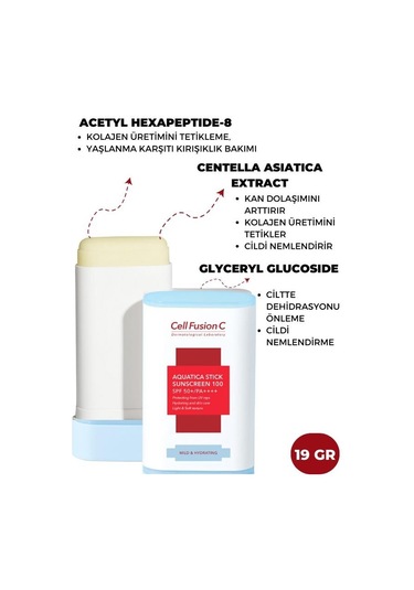 Cell Fusion C Aquatıca Nemlendirici Yüksek Koruyucu Stick Güneş Kremi 19 G