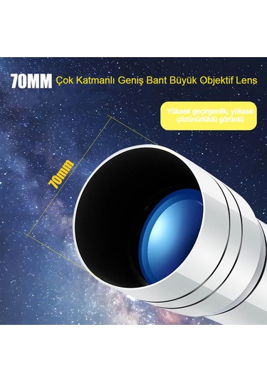 70400 Hd Astronomik Teleskop - Gökyüzü Ve Doğa Gözlemi İçin, 70mm Objektif, 360mm Odak, Fmc Kaplama
