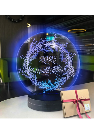 Yılbaşı Konseptli 2025 Oval 3d Led Gece Lambası