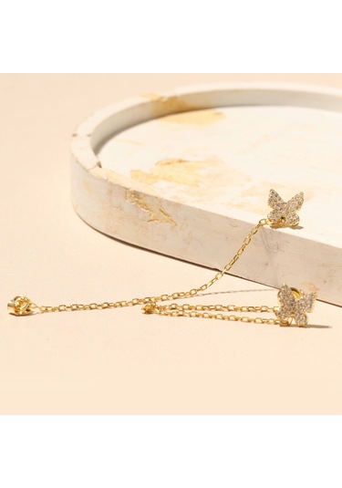 Zincirli Kelebek Küpe 719838 Gold