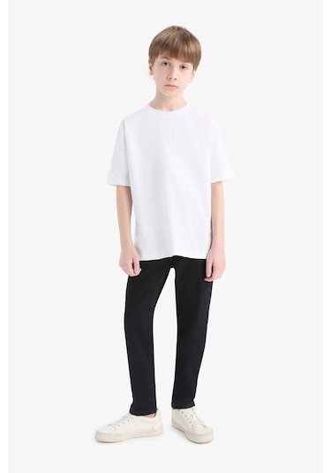 Defacto Erkek Çocuk Bisiklet Yaka Basic Düz Kısa Kollu Tişört K1687a625auwt32 Beyaz