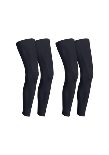 Geeroyoo Erkek Kadın Spor Knee Pad: Yazlık Buz İpi Uv Koruyucu, Nefes Alır Bisiklet-basketbol Ayaklık Koruması, Siyah 2 Çift 4 Adet Siyah