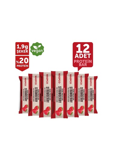 Waspco Çilekli Vegan Bar 40g x 12 Adet