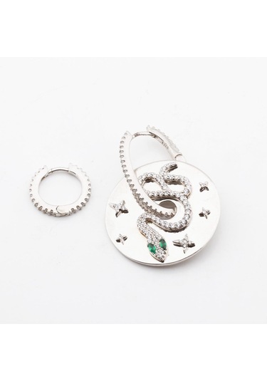Apm Monaco Modeli Yılan Figürlü Zirkon Taşlı Gümüş Küpe Gümüş