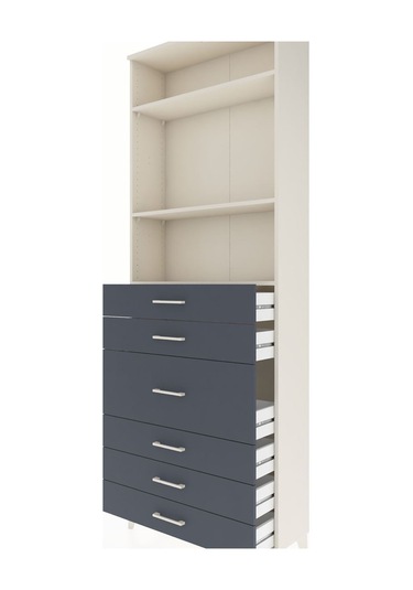 Arges Dolap 3 Raflı 7 Çekmeceli 2 Kapaklı 88x30x243 Aytaşı-antrasit Aytası