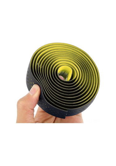 Reedark Sarı Renkli, Delikli Tasarımlı, Kaymazsız, Ter Emici, Amortisörlü Bisiklet Sapı Bandı - Pu+eva Malzeme, 3mm Kalınlık, Kol Yorgunluğu Önleyici