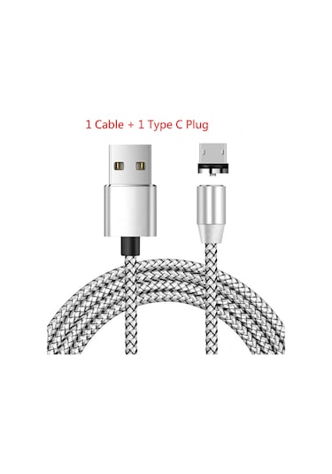 Suofeng 3-in-1 Manyetik Şarj Kablosu, 360 Kör Bağlanma, Led Işık, Android/ios/type-c Uyumlu, 2 Metre, Yüksek Dayanıklı 2.1a