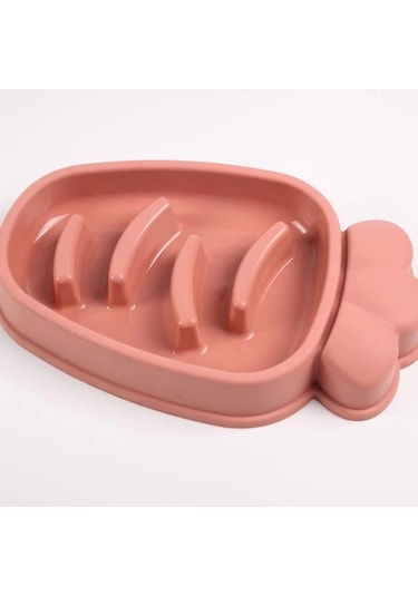 Elmpaly Pembe Kedi Yavaş Yemek Kabı, Kaymaz Tasarım, Dayanıklı Plastik Mama Ve Su Kabı