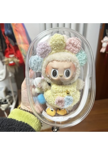 Moveevo Labubu Vinil Bebek Çantası - 15cm & 10cm Toz Geçirmez Taşıma Çantası Şeffaf