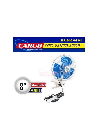 Carub Oto Vantilatör 24v 8 İnch Mandallı Çakmak Girişli
