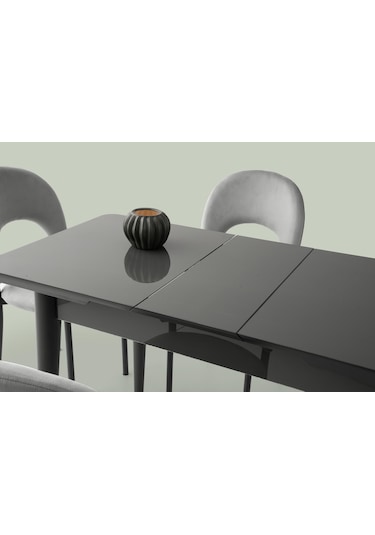 Tekno Hilal Mdf Açılır Mutfak Masa Sandalye Takımı 60x100 Gri
