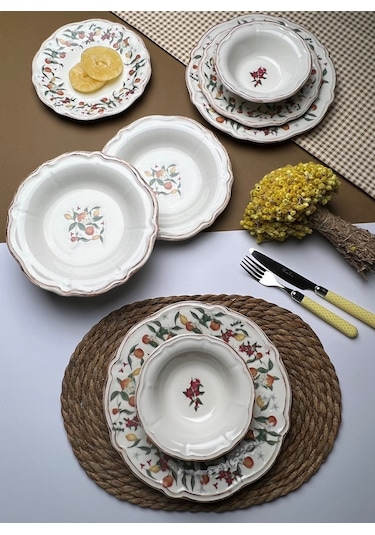 Tabak Evi Fulya Food Garden Porselen Yemek Takımı 6 Kişilik 24 Pa