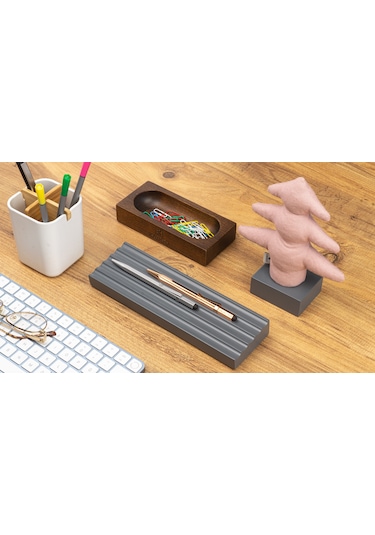Kayigo  Woody  Gri Üçlü Ofis  Seti - Pembe Çam