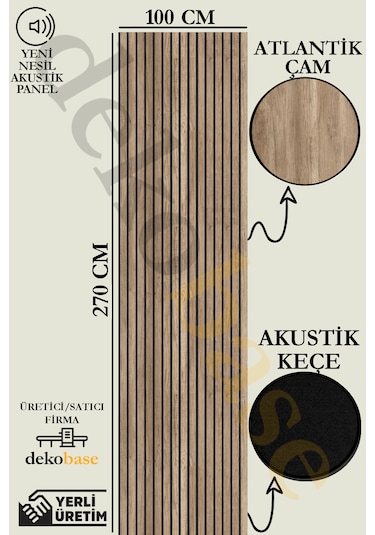 Atlantik Çam 100x270 Yeni Nesil Akustik Ahşap Duvar Paneli