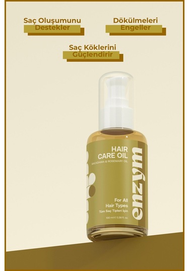 Enzym Cosmetıcshızla Uzama Etkili, Onarıcı Kompleks Doğal Saç Bakım Yağı 100 Ml Macadamia Ve Biberiye Yağı