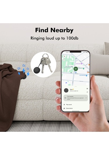 Symbee F08 Android Cihazlar İçin Bluetooth Takipçi - Google Onaylı Anahtar/valiz/esya Bulucu, "cihazı Bul" Uygulamasıyla Uyumlu, Siyah 1 Adet